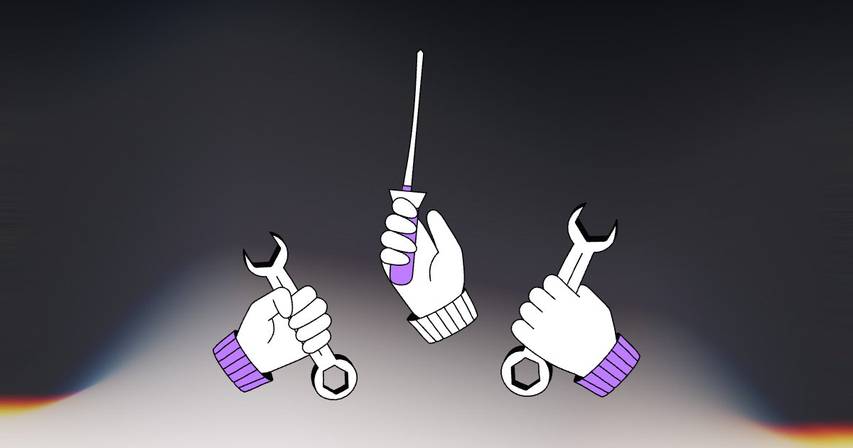 Hand-drawn illustration of three hands holding a wrench and screwdriver, representing DIY website maintenance